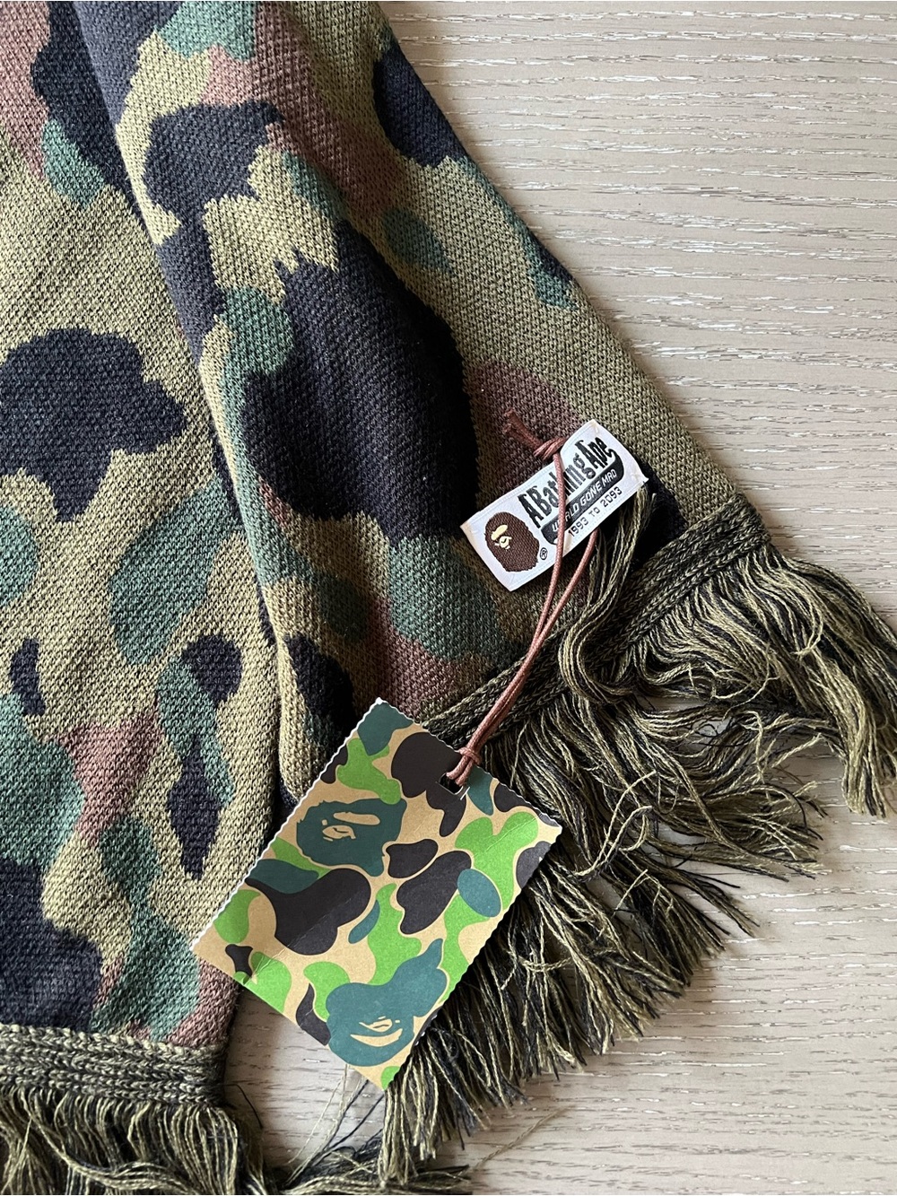 Bape Camo Knit Scarf in Olive, Black & Brown